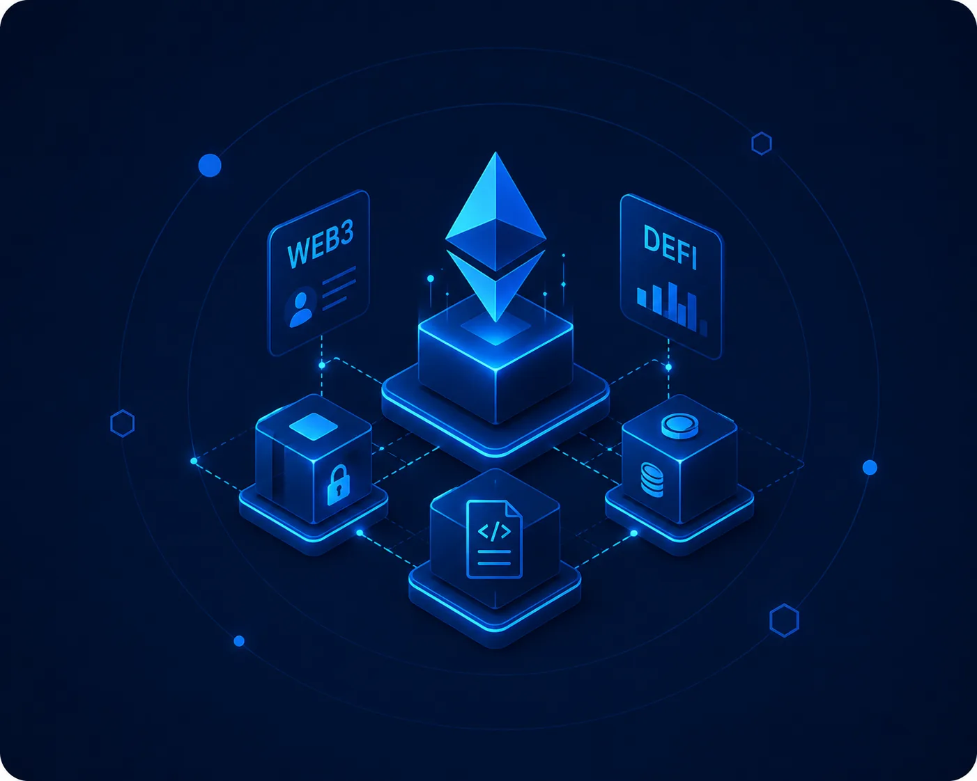 Web3 and decentralized finance architecture illustration